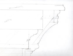 profile drawing of fireplace mantel