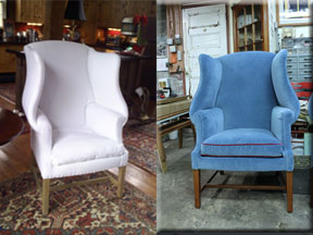 Wing Chairs reupholstered by Harmony Water